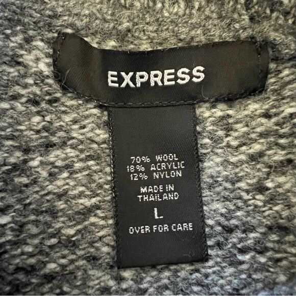Express Wool Blend Cowl Bell Sleeve Black Gray Marled Sweater Size Large - Picture 4 of 9